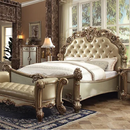 California King Panel Bed with Upholstered Headboard